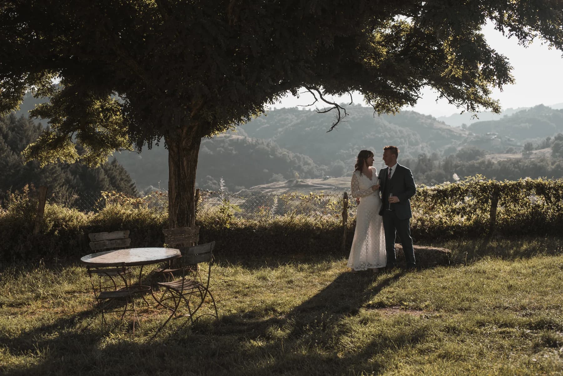 Bride in bohemian style — natural destination wedding portrait in Ardèche