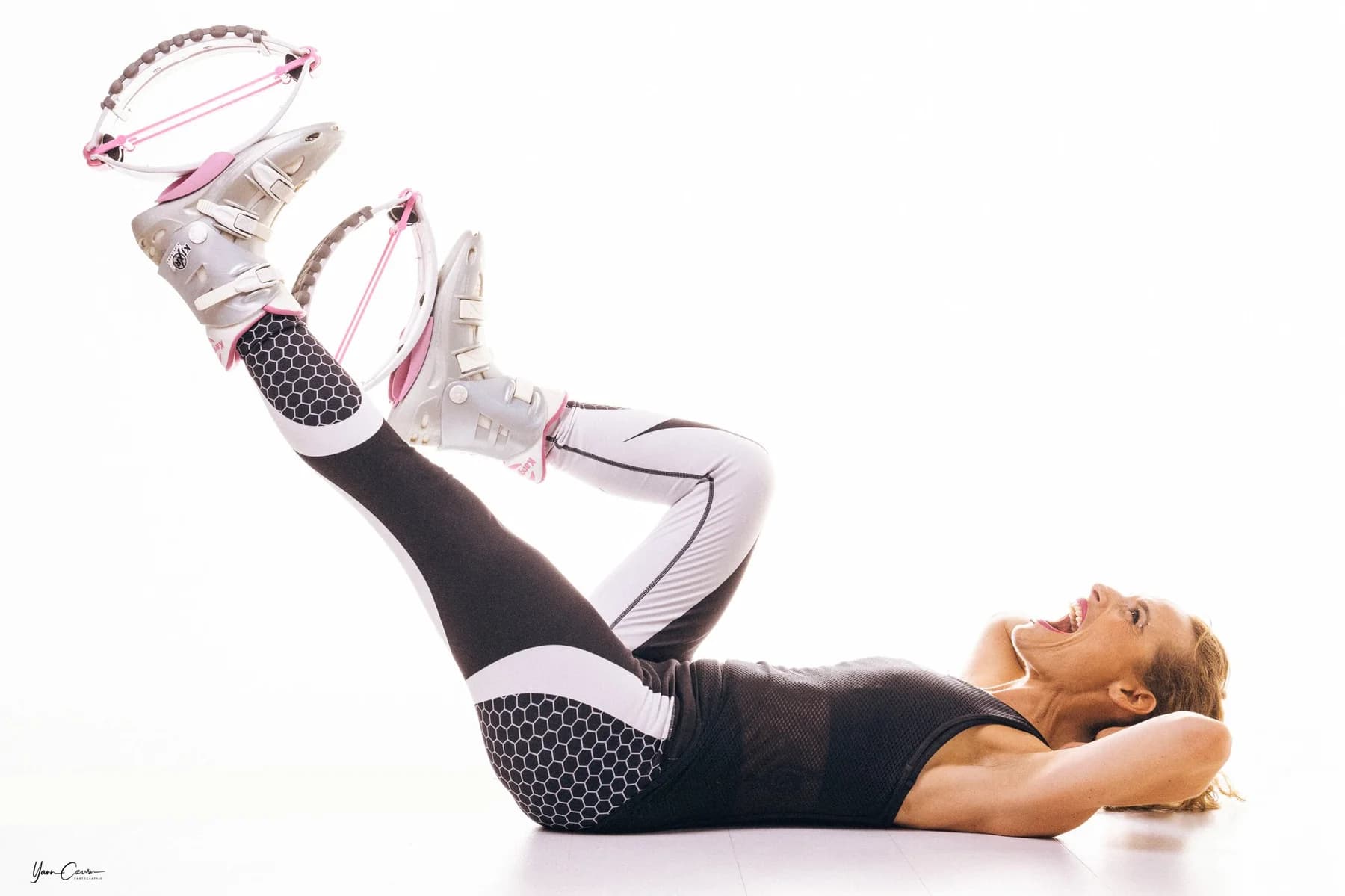 Séance photo kangoo jump fitness en studio Ardèche