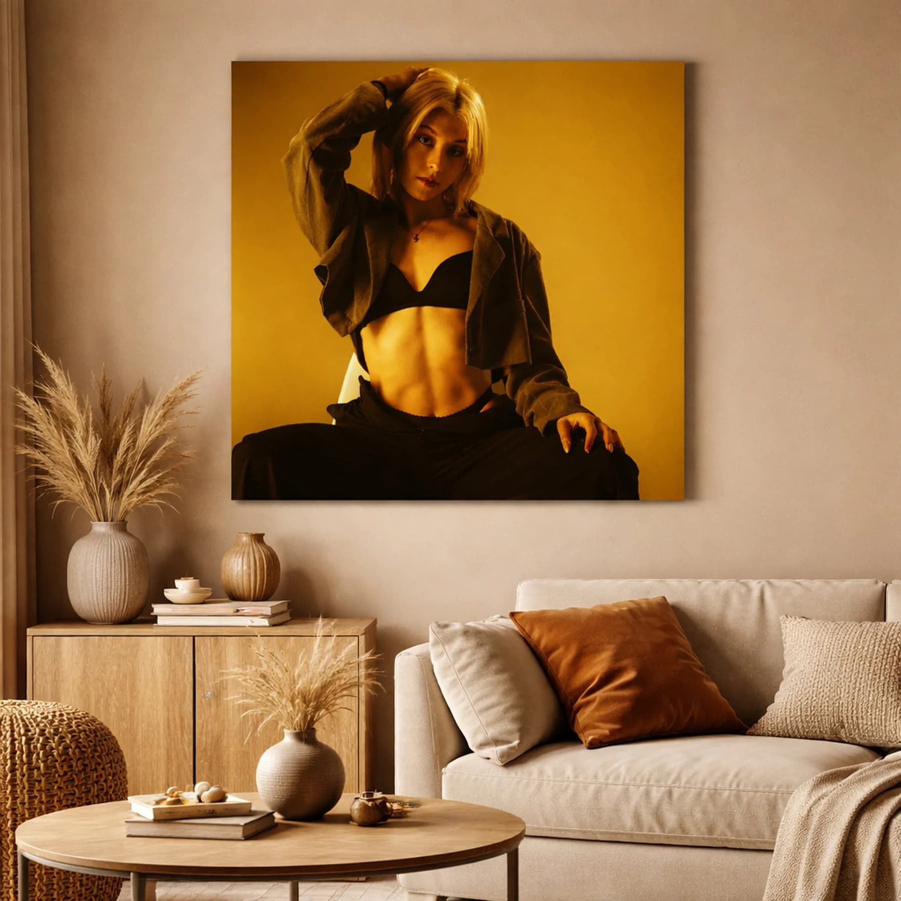 Tableau Laminamarc shooting mode décoration intérieur salon canapé — impression fine art