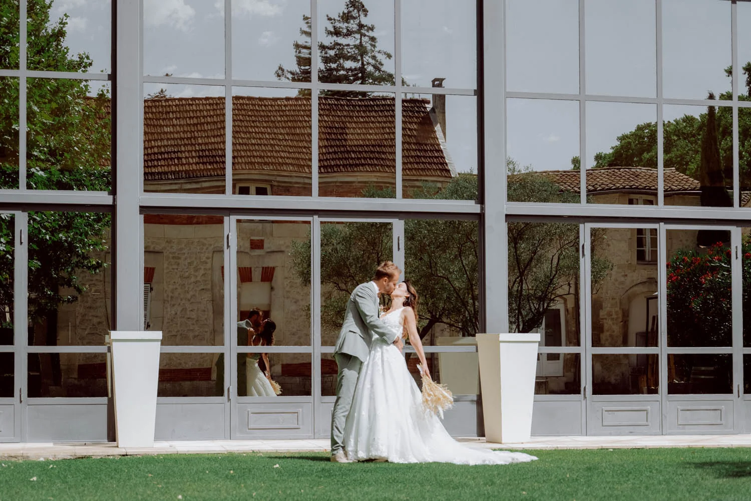 Wedding at Domaine du Trusquin — glazed orangery in Drôme Provence