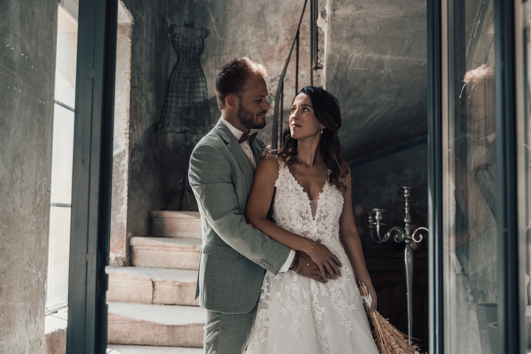 Emotional moment during a wedding — stone setting in the Gard