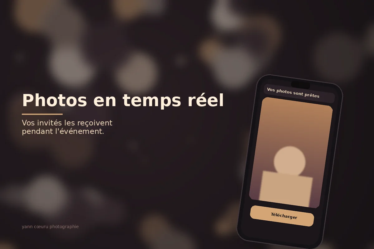 Invité d'événement consultant ses photos en direct sur smartphone — Yann Cœuru Photographie